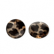 Abalorios acrílico rondeles con estampado leopardo Marrón claro transparente-marrón oscuro
