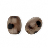 Abalorios acrílico óvalo con estampado leopardo Marrón beige-marrón oscuro