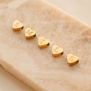 Nuevo  Abalorios letras en acero inoxidable de corazón