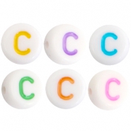 Abalorios alfabeto acr&iacute;lico letra C multicolor-blanco