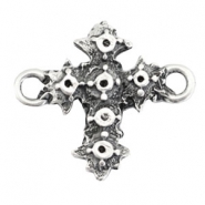 Colgantes/entrepiezas metálicas TQ engaste cruz plata vieja (sin níquel)