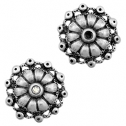 Colgantes metálicos TQ flor con engaste para SS24 Swarovski plata vieja (sin níquel)