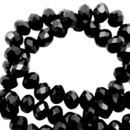 Abalorios faceteados 4x3mm Negro-cubierta pearl high shine