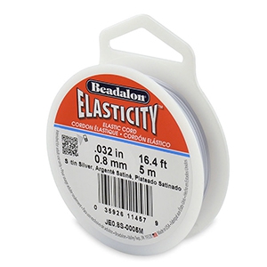 Hilo para enfilar el&aacute;stico Beadalon 0.8mm 5 metro Plata satinada