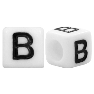 Abalorios alfabeto acr&iacute;lico letra B blanco