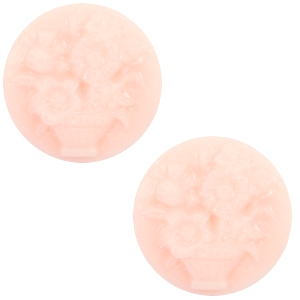 Cabuch&oacute;n b&aacute;sico camafeo 20mm ramo floral rosa claro-blanco off