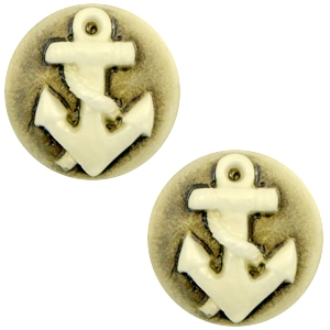 Cabuch&oacute;n b&aacute;sico camafeo 20mm ancla negro-oro viejo