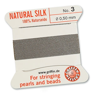 Hilo para enfilar seda natural Griffin &Oslash;0.5mm Gris
