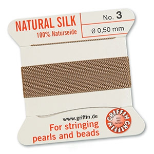 Hilo para enfilar seda natural Griffin &Oslash;0.5mm Beige