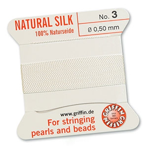 Hilo para enfilar seda natural Griffin &Oslash;0.5mm Blanco