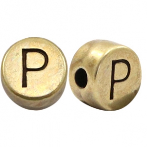 Abalorios letras met&aacute;licos DQ P bronce viejo (sin n&iacute;quel)