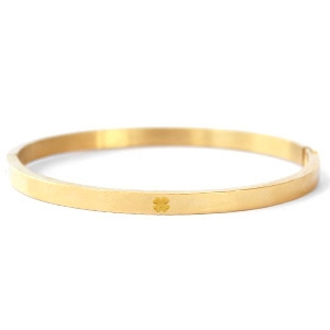 Pulseras Acero Inox con tr&eacute;bol Dorado