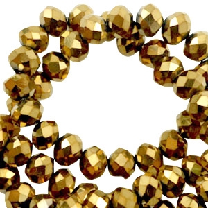 Abalorios faceteados Top 3x2mm Dorado met&aacute;lico