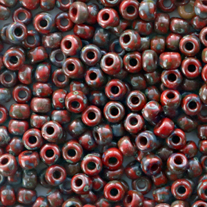 Miyuki Rocalla 8/0 Opaque picasso red 8-4513