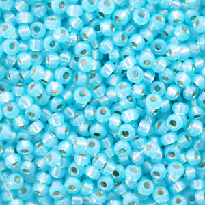 Miyuki Rocalla 11/0 Silverlined alabaster dyed aqua blue 11-647