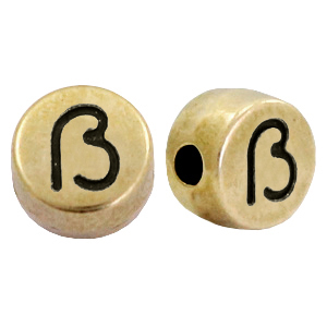 Abalorios letras met&aacute;licos DQ &szlig; Bronce viejo (sin n&iacute;quel)