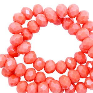 Abalorios faceteados 3x4mm disco Rojo coral-cubierta pearl shine