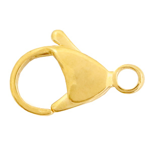 Fornituras acero inox mosquet&oacute;n 15mm Dorado