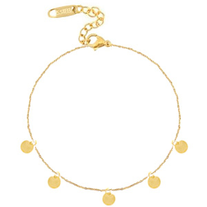 Pulseras tobillera acero inox monedas Dorado