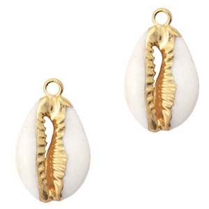 Colgantes conchas kauri especial Crema beige-dorado