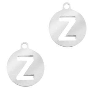 Colgantes acero inox 10mm moneda letra Z Plateado