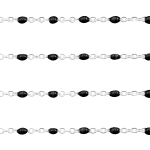 Fornituras Acero Inox cadena jasseron 1mm Negro-plateado
