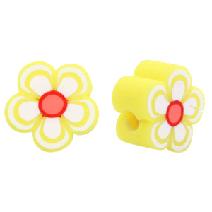 Abalorios pol&iacute;mero flor Amarillo
