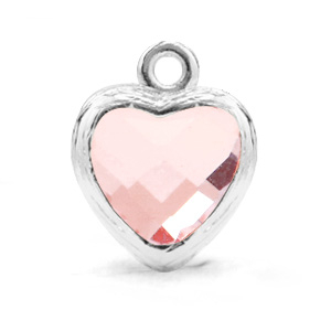 Colgantes de cristal coraz&oacute;n Rosa claro-plateado