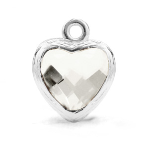 Colgantes de cristal coraz&oacute;n Cristal-plateado