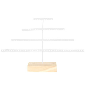 Expositor de Joyer&iacute;a pir&aacute;mide con base de madera Blanco-natural