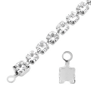 Fornituras TQ met&aacute;licas terminal para cadena strass 3mm Plata vieja