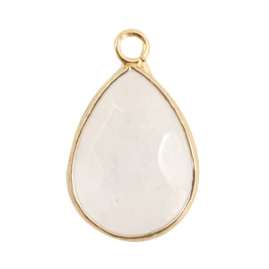 Colgantes de piedra natural Cuarzo Lechoso gota Blanco cristal-dorado