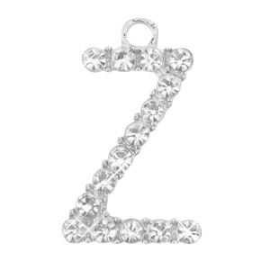 Colgantes met&aacute;licos Basic Quality strass letra Z Plata vieja
