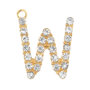Colgantes met&aacute;licos Basic Quality strass letra W Dorados
