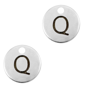Colgantes met&aacute;licos DQ letra Q Plata vieja (sin n&iacute;quel)