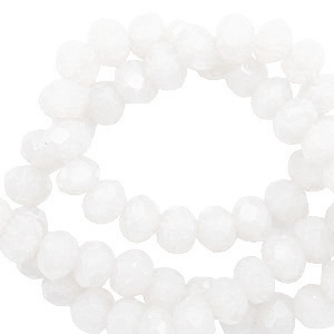 Abalorios faceteados disco 6x4 mm Blanco brillante-revestimiento pearl shine