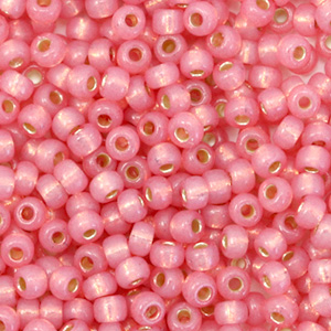 Rocalla Miyuki 8/0 Duracoat silverlined dyed pink 8-4237