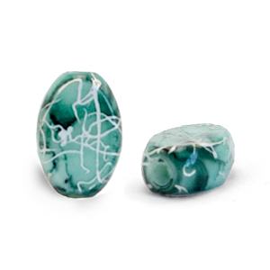 Abalorios de cristal ovalados 8x11mm Azul Adri&aacute;tico-l&iacute;nea plateada