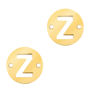 Colgantes acero inox entrepieza redondo 10mm moneda letra  Z Dorado