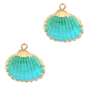 Colgantes concha especial berberecho Dorado-azul turquesa