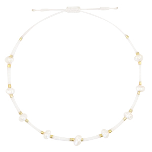 Pulsera tobillera Trendy Miyuki con perlas Blanco