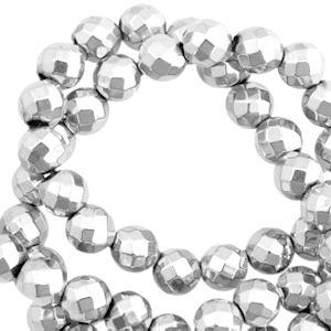 Abalorios Hematita bola faceteada 4mm gris claro