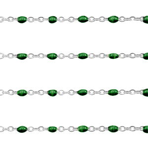 Fornituras Acero Inox cadena jasseron 1mm Verde ultramarino-plateado