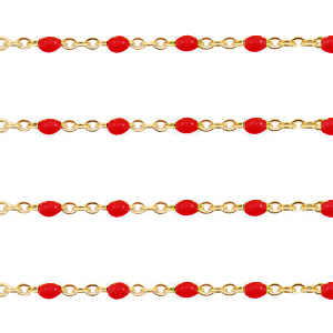 Fornituras Acero Inox cadena jasseron 1mm Rojo samba-dorado