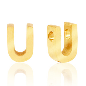 Abalorios Acero Inox letra U Dorado