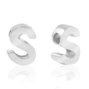 Abalorios Acero Inox letra S Plateado