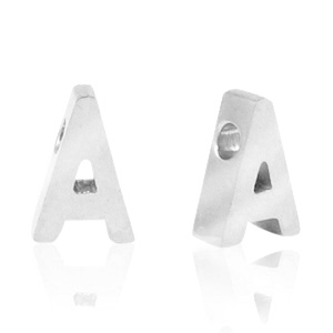Abalorios Acero Inox letra A Plateado