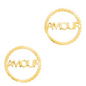 Colgantes/entrepieza Acero Inox "AMOUR" Dorado