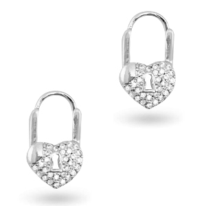Pendientes zirconia coraz&oacute;n Plateado