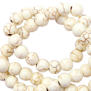 Abalorios de cer&aacute;mica 4mm Blancuzco